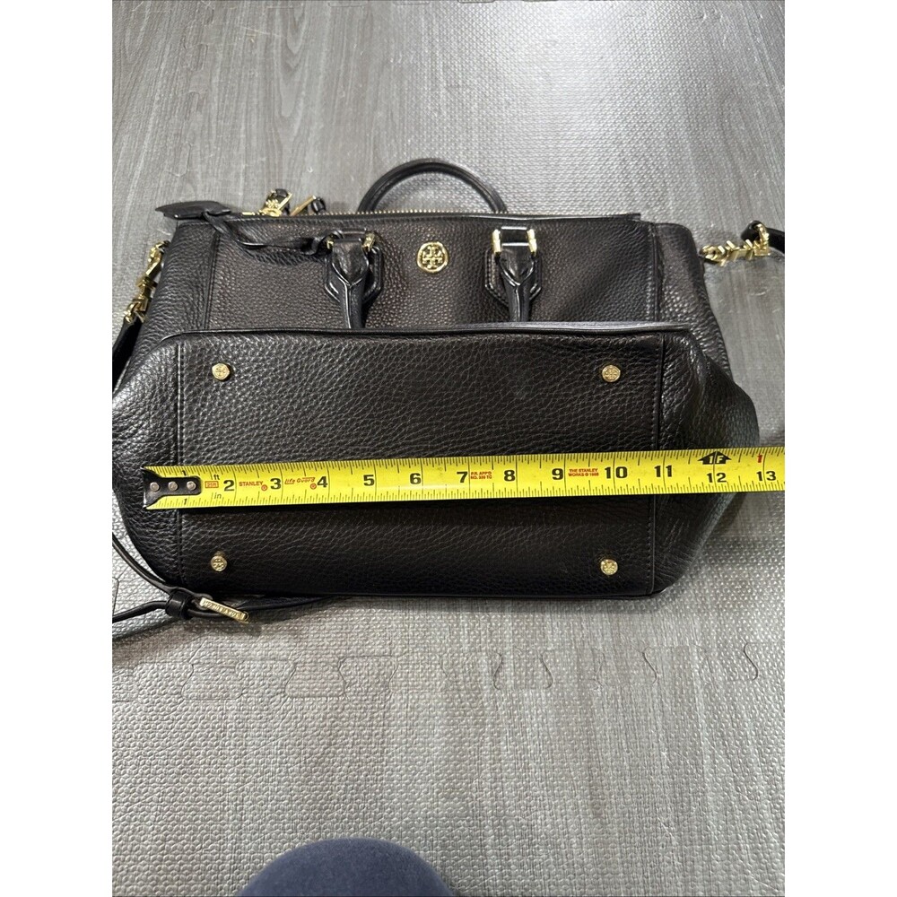 Tory Burch Robinson Pebbled Black Leather Satchel Tote Handles Strap - Picture 12 of 15